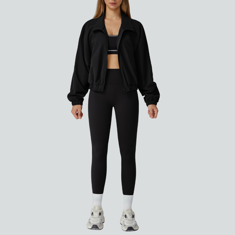 Racerback Sports Bra + high waist leggings +outdoor jacket 3-piece set
