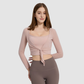 Wholesale Women's Tie-Front Yoga Top & Built-In Cup Bra Set