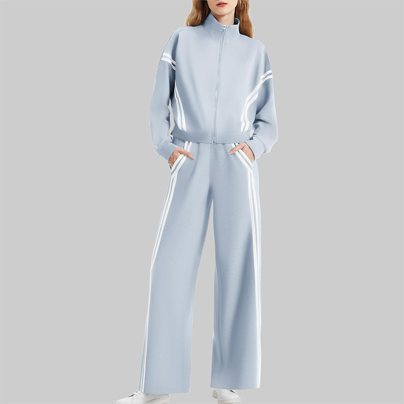 Wholesale Women's Side Stripe Long Sleeve Sweatshirt & Jogger Pants Set