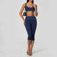 Wholesale Women's Colorblock Brushed Yoga Set: Sports Bra & Biker Shorts