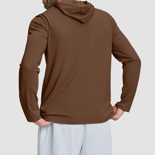 Wholesale Men's Hooded Long Sleeve Athletic Top – Moisture-Wicking Gym Fitness Training Shirt