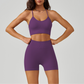 Crossover spaghetti strap bra & shorts sport sets