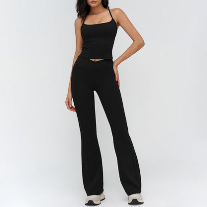 Racerback tank top + Flared pants 2-piece set