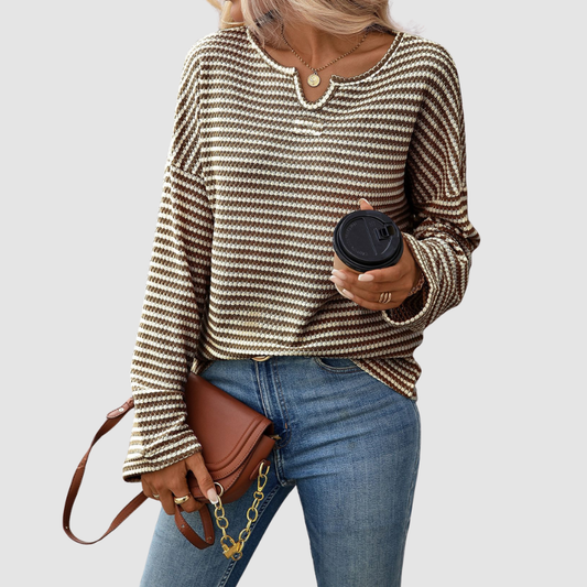 Wholesale women's striped waffle knit tops | Wonderxfans bulk activewear