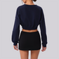 Wholesale Women's Button-Front Cropped Cardigan – Casual Athletic Zip-Up Sweatshirt Jacket