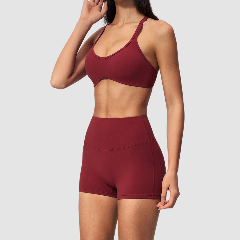 Wholesale Women's Sports Bra and Shorts Set – Creamy Brushed Fabric Fitness Set