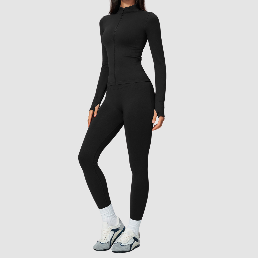 Wholesale Women's Stand-Collar Cardigan & High-Waist Leggings Yoga Set