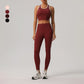Color-Blocked Racerback Crop Top + High-Waisted Color-Blocked Leggings 2-Piece Set