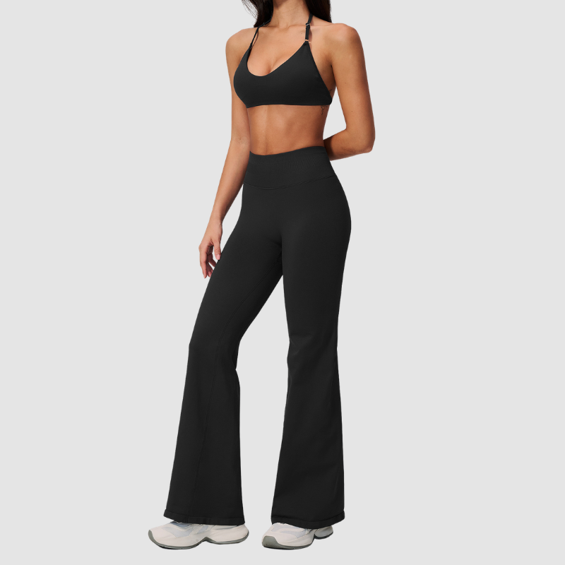 Wholesale Women's Sports Bra & Flare Pants Set – Seamless Yoga Activewear