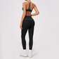 Wholesale Women's Brushed Yoga Set: V-Neck Bra & Leggings – Colorblock Tummy Control