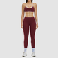 Women's Contrasting Color Backless Bra+Highlighted Legging 2-piece Set