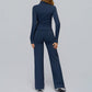 Zippered quick-drying sports jacket+High-waisted wide-leg sweatpants 2-piece set
