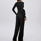 Wholesale Women's Padded Sports Bra+Tie-Front Long-Sleeve+Wide-Leg Pants Yoga Set