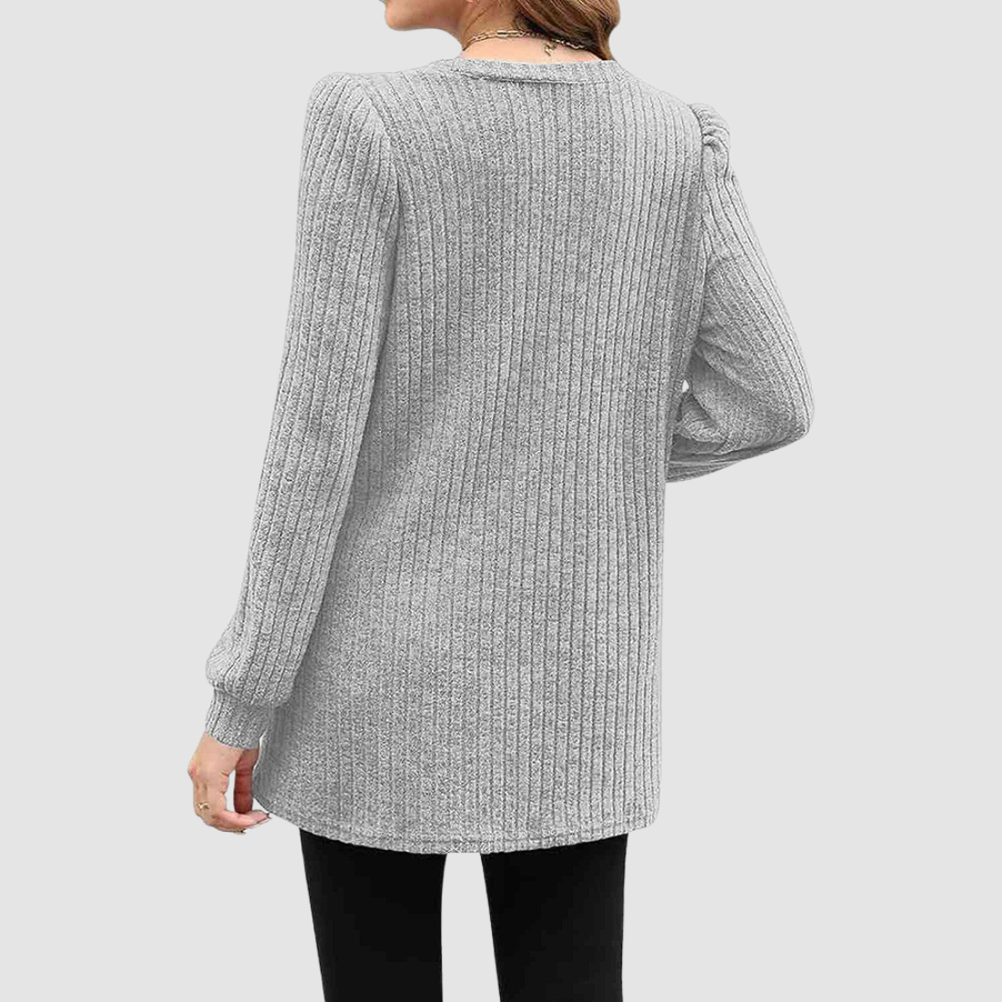 Wholesale Women’s Ribbed Pocket Tunic Sweater – Mid-Long Knit Pullover