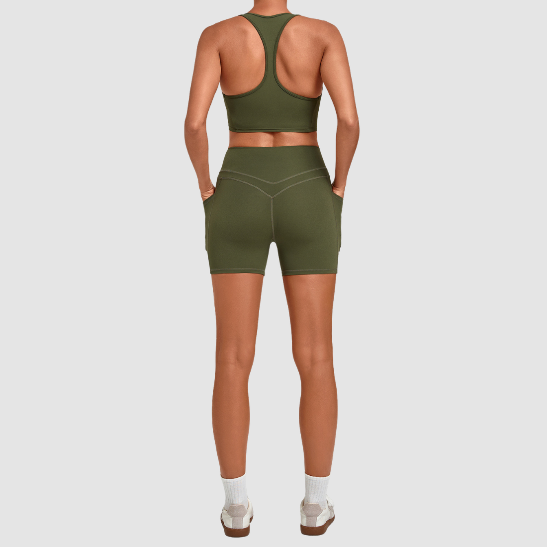 Wholesale Women’s Racerback Sports Bra & High-Waist Biker Shorts Yoga Set