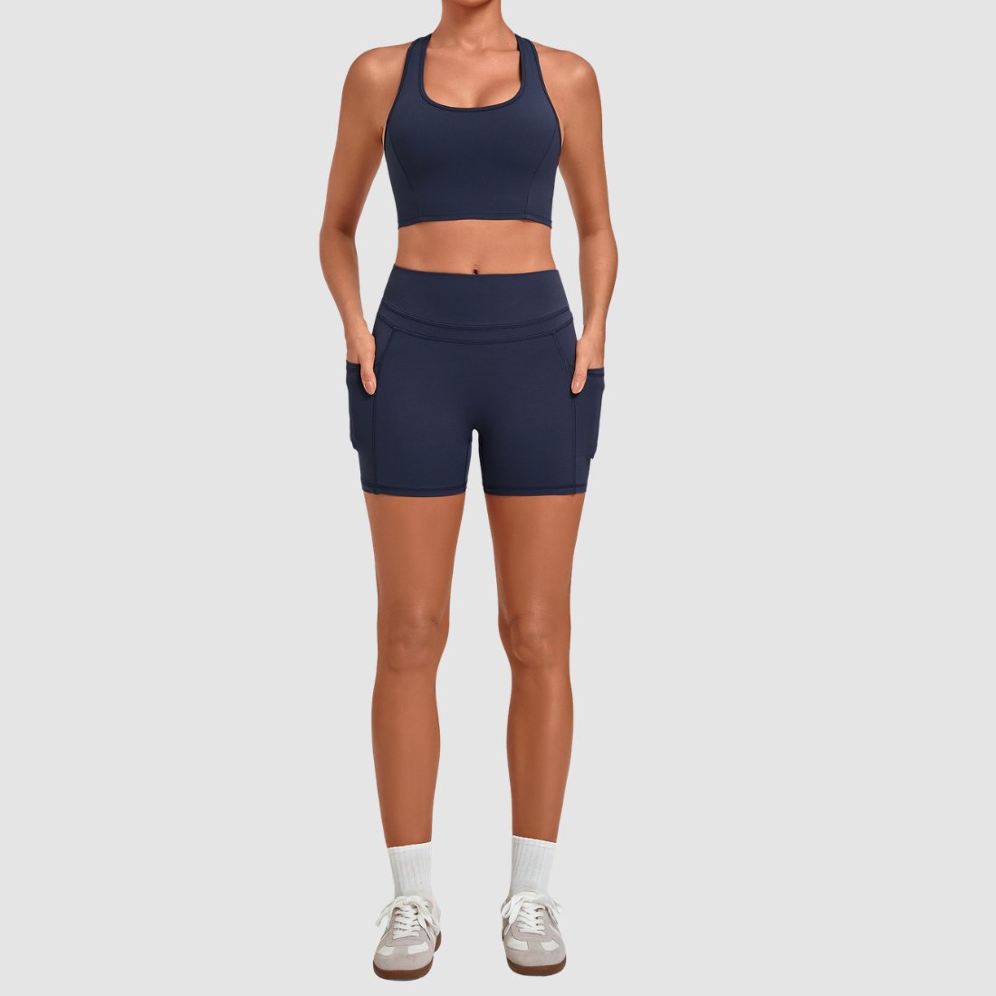Wholesale Women’s Racerback Sports Bra & High-Waist Biker Shorts Yoga Set