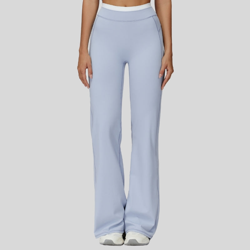 Contrast-colored sport slightly flared pants