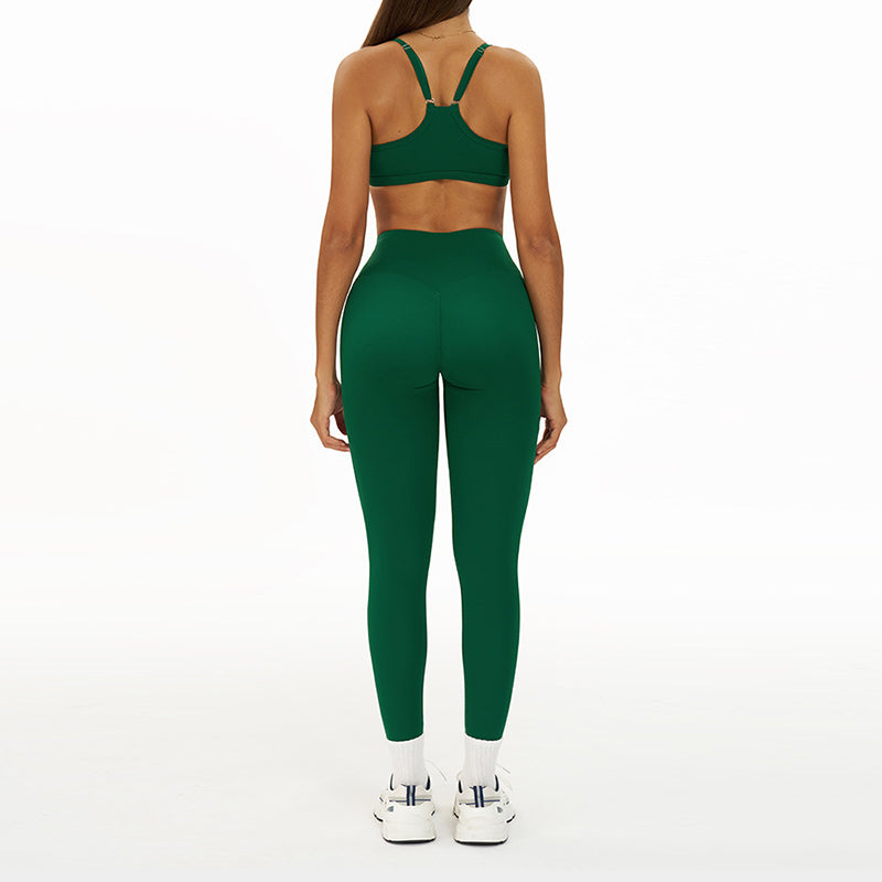 Thin straps Sports Bra + High-waisted leggings 2-Piece Set
