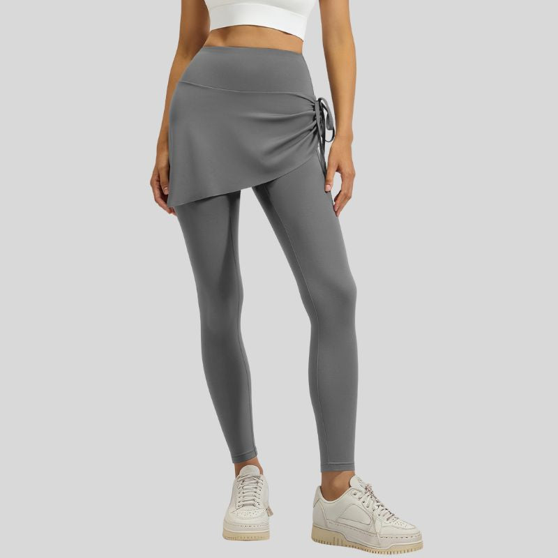 Faux two-piece drawstring athletic leggings