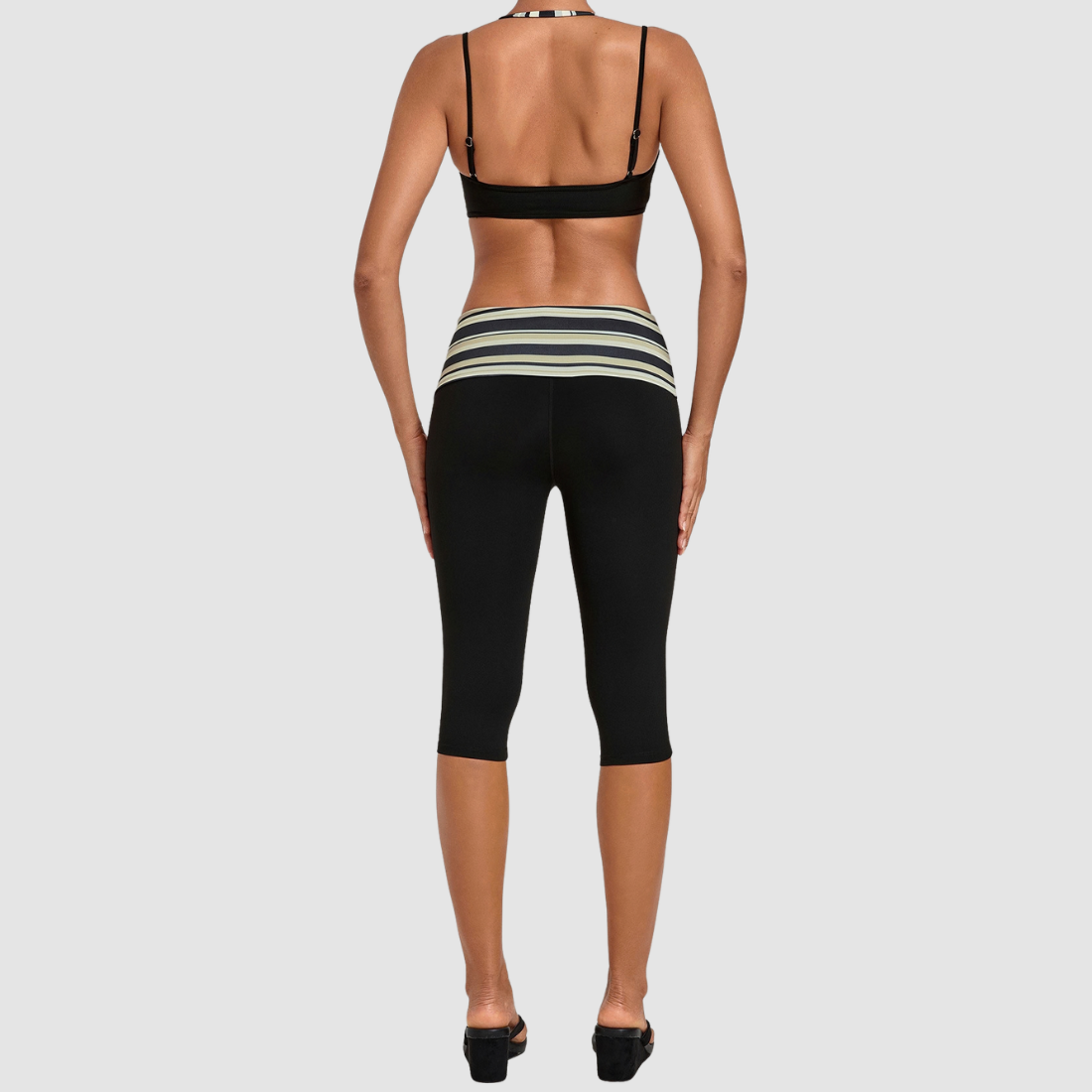 Wholesale Women's Faux-layered Bra Bra+Fold-over Waistband Shorts 2-Piece Set