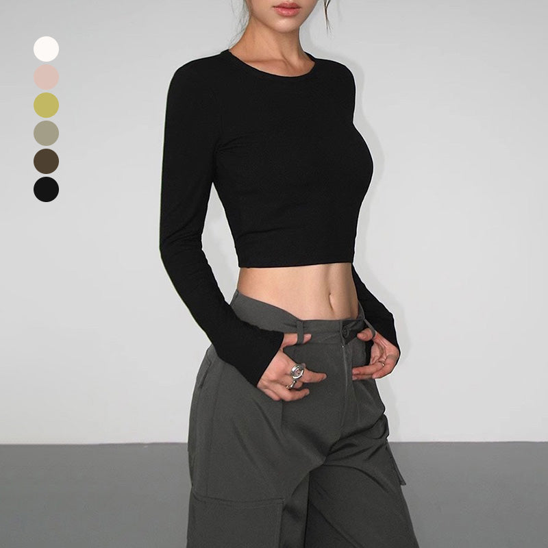 Wholesale women's sports long sleeve tops with hollow back