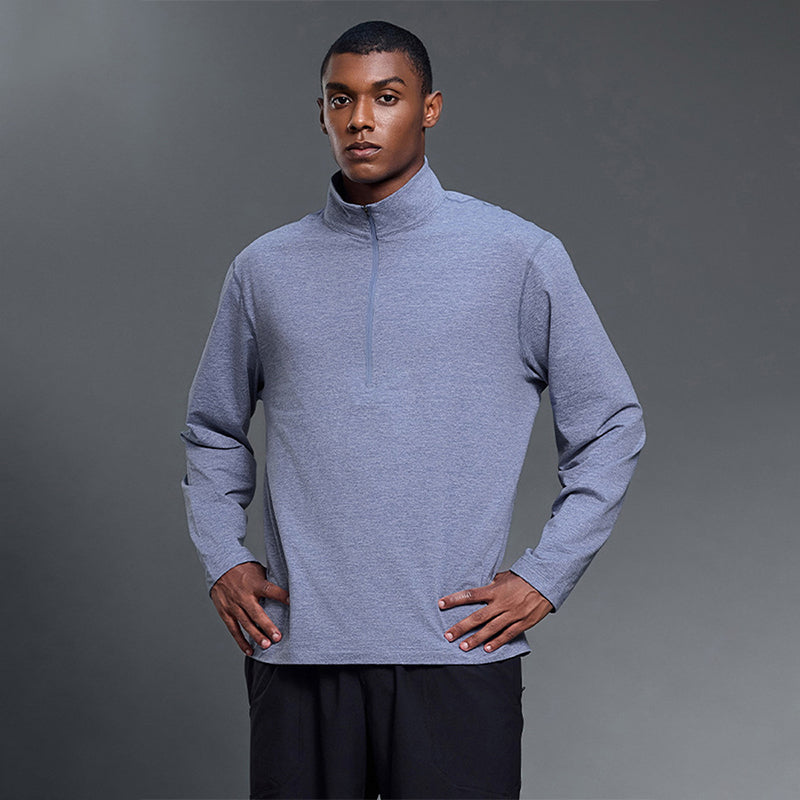 Half-zip stand-up collar long-sleeved T-shirt