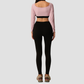 Wholesale Women's Bare-skin Feel Long-Sleeve Tops+Hip-lift Cropped Pants Yoga Set