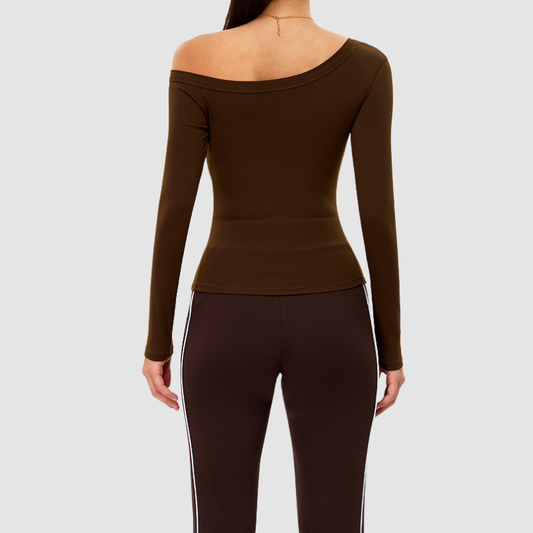 Wholesale Off-Shoulder Long-Sleeve Yoga Top | Wonderxfans bulk activewear