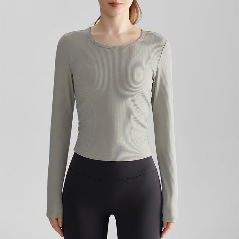 Slimming Round Neck Long-Sleeve Yoga Top