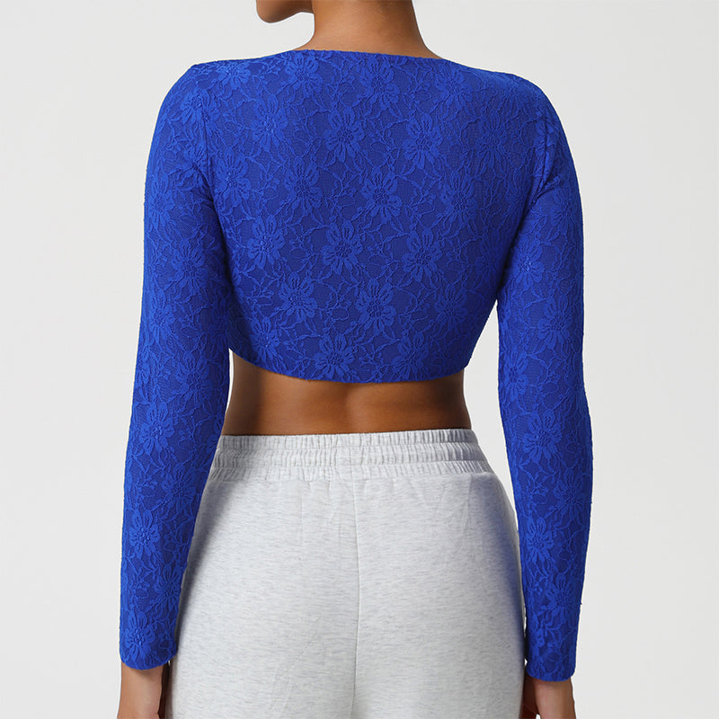 Lace Cropped Sports Long Sleeve