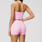 Wholesale Women's Bare-Feel Color-Block Tank Top & Shorts Set