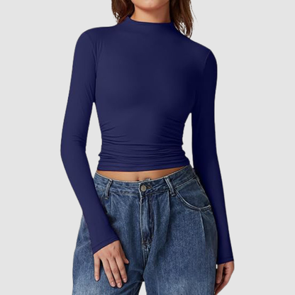 holesale stand-collar long-sleeved top