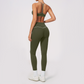 Wholesale Women's Brushed Yoga Set: V-Neck Bra & Leggings – Colorblock Tummy Control
