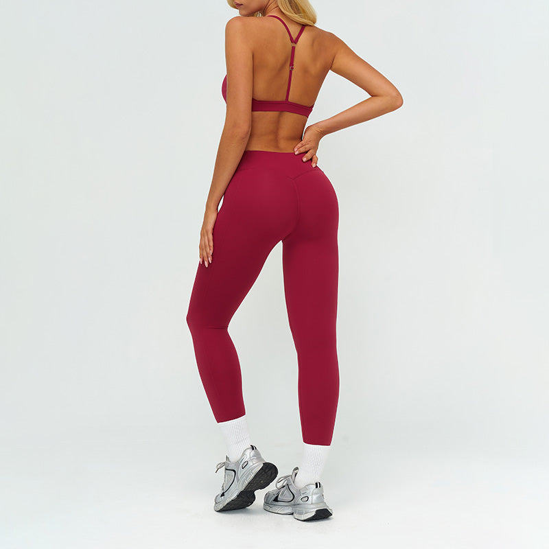 Removable bra pads + high-waisted pleated shorts 2-piece set