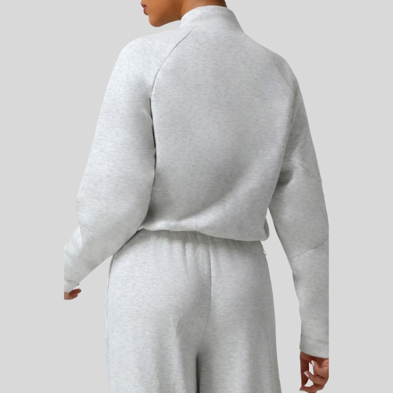 Stand-up collar half-zip thick sweatshirt