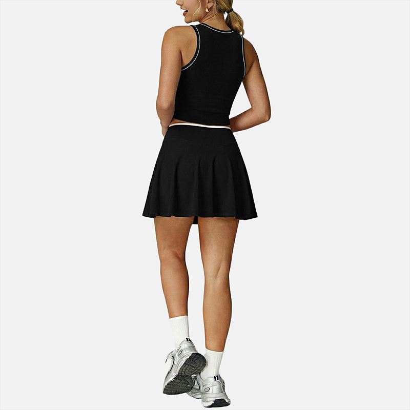 Wholesale women's tank top + A-line skirt 2-piece set