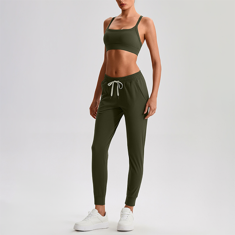 Wholesale Naked-Feel Open-Back Sports Bra & High-Waist Jogger Pants Set – Sculpting Yoga 2-Piece