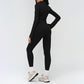 Stand-up collar yoga jacket + side pocket design leggings 2-piece set