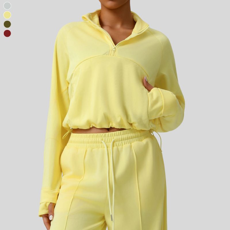 Stand-up collar half-zip thick sweatshirt