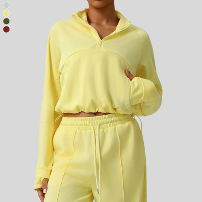 Stand-up collar half-zip thick sweatshirt