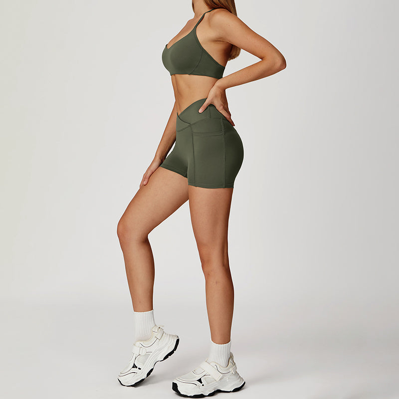 Thin Straps Bra + Butt-Lifting Shorts 2-Piece Set