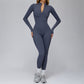 Long-sleeved stand-up collar slim-fit sports jumpsuit