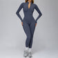 Long-sleeved stand-up collar slim-fit sports jumpsuit