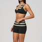 Wholesale Women's Polka Dot & Stripe Yoga Set Halter Neck Sports Bra & Shorts w/ Chest Pad