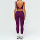 Square neckline backless sports bra+athletic slimming leggings 2-piece set