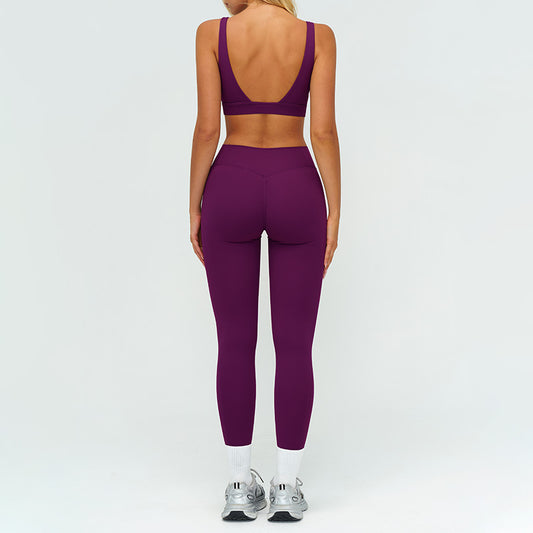 Wholesale Square neckline backless sports bra+athletic | Wonderxfans bulk activewear