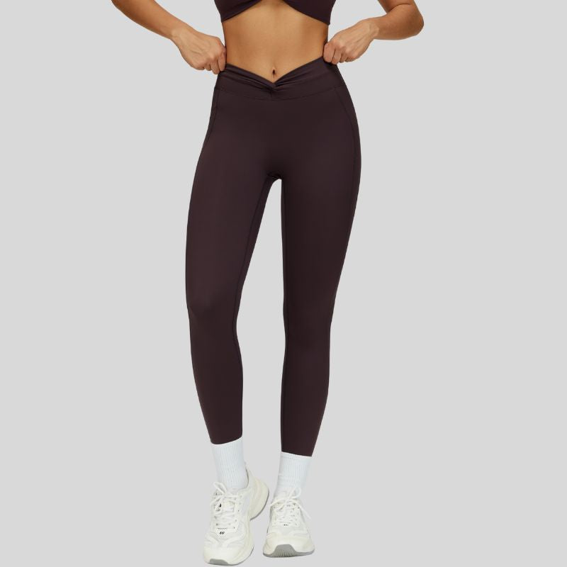 Pleated waistband sport leggings