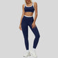 Contrast color sports bra + sports legginggs 2-piece set