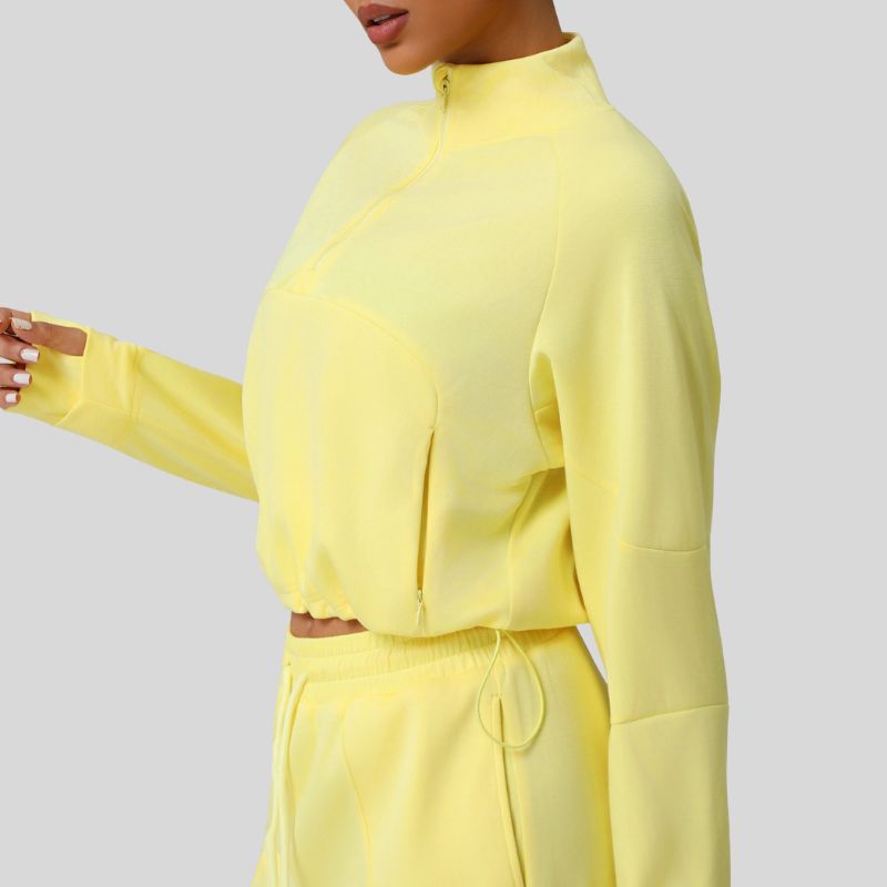 Stand-up collar half-zip thick sweatshirt