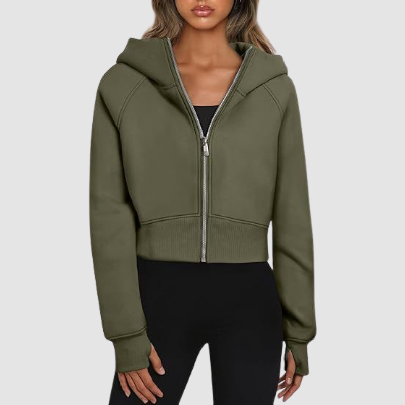 Wholesale Cropped Zip Up Hoodie